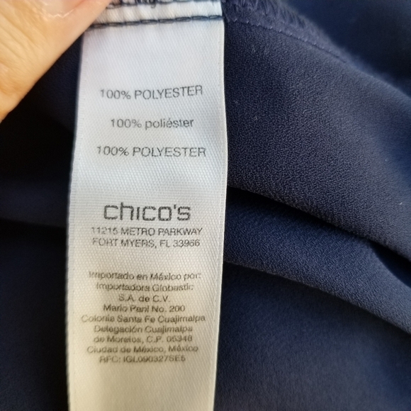 Chico's navy popover tunic blouse with layered detail size 0 or small - Picture 9 of 10